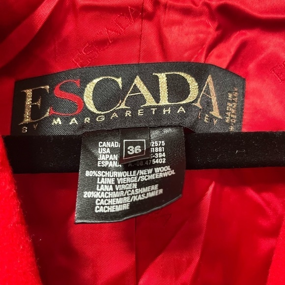 ESCADA BY MARGARETHA LEY Wool & Cashmere Blazer Jacket in Red Size Small or 6 - Picture 5 of 11